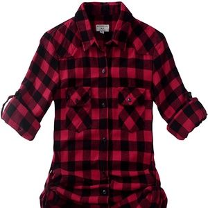 Red & Black Buffalo Plaid Flannel Shirt